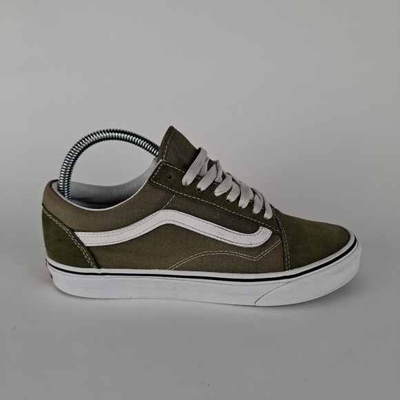 olive green and black vans